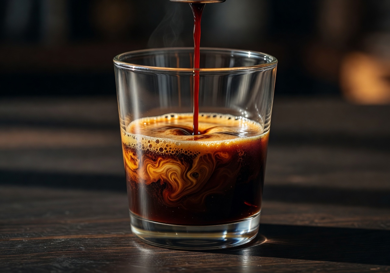 Dark Oak Espresso Blend pulled into a glass
